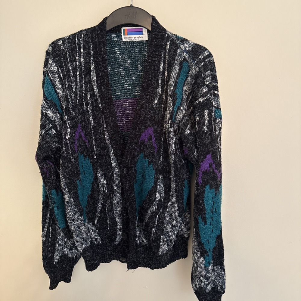 Vintage Clothing Cardigan‎ Sweater Sweater Graphic Size XL Multi-Color USA Made